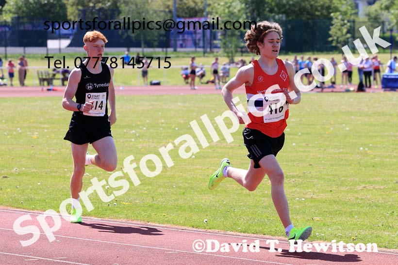 Mens Under-17s 1500 metres, 2024 North Eastern Track and Field Champs., Middlesbrough.  Photo: David T. Hewitson/Sports for All Pics